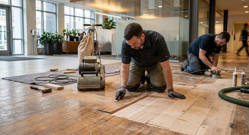 Our team working on Wood Floor Service projects in Palm Beach County, FL